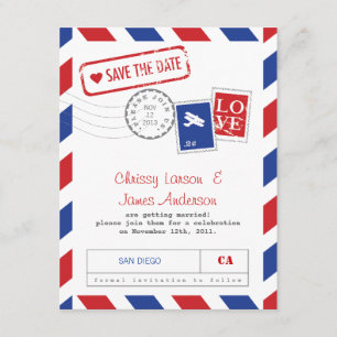 Tarjeta de correo aéreo Save the Date