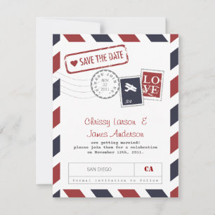 Tarjeta de correo aéreo Save the Date