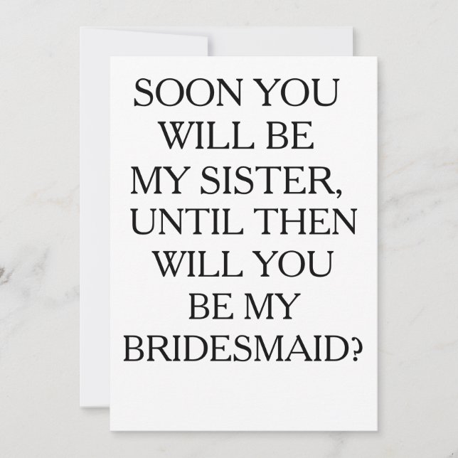 TARJETA DE CORREO BRIDESMAID DE LA FUTURA HERMANA (Anverso)