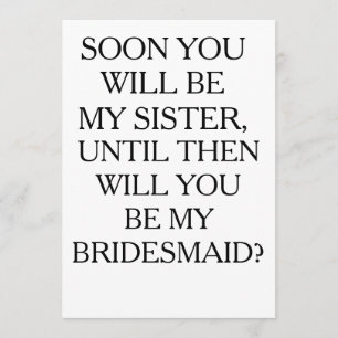 TARJETA DE CORREO BRIDESMAID DE LA FUTURA HERMANA