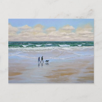 Tarjeta de correo ~ Caminata de perro de playa