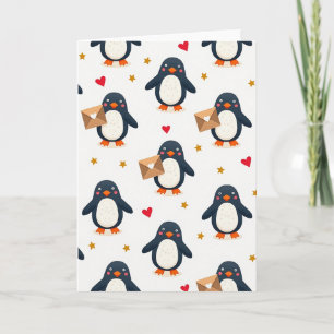 Tarjeta de correo de amor de pingüino lindo