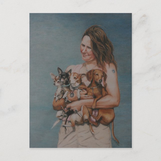 Tarjeta de correo de arte de mis cuatro rescates (Anverso)