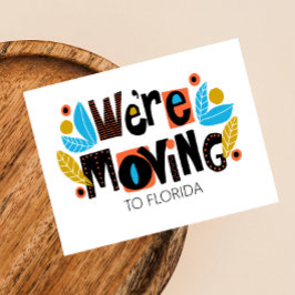 Tarjeta de correo de dirección nueva con letras de