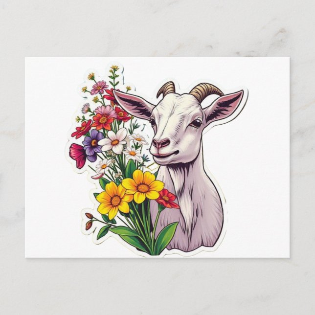 Tarjeta de correo de Goat Bouquet (Anverso)
