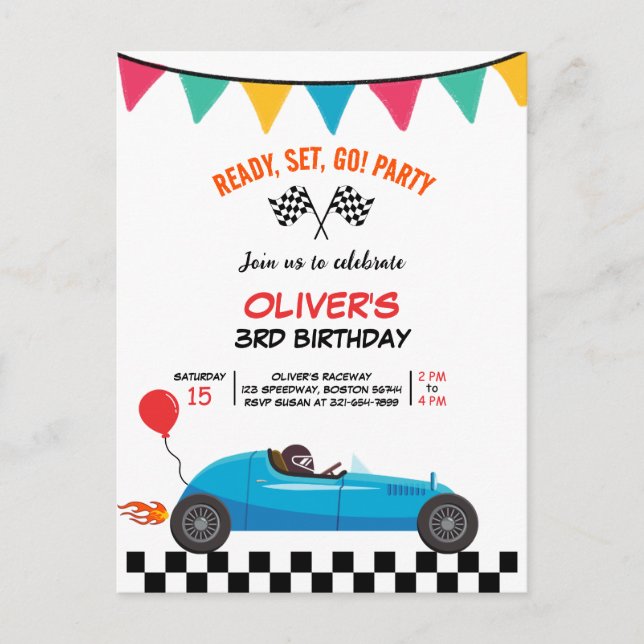 Tarjeta de correo de invitación de fiesta de cumpl (Anverso)