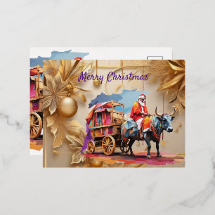 Tarjeta de correo de Navidades de Relieve metaliza