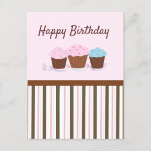 Tarjeta de correo de pasteles de cumpleaños feliz