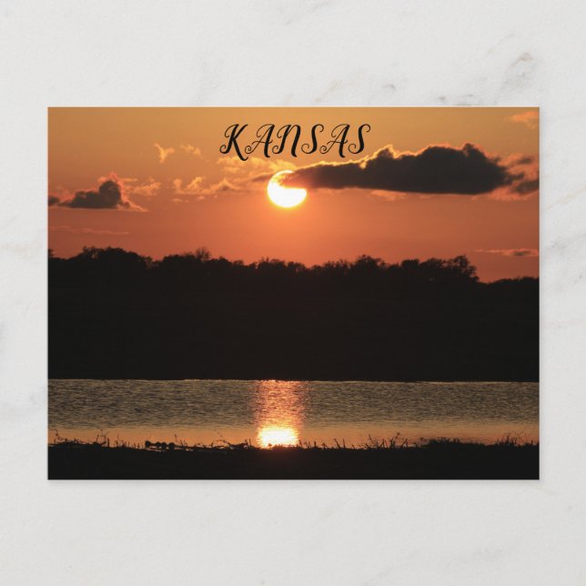 Tarjeta de correo de reflexión de Sunset de Kansas (Anverso)