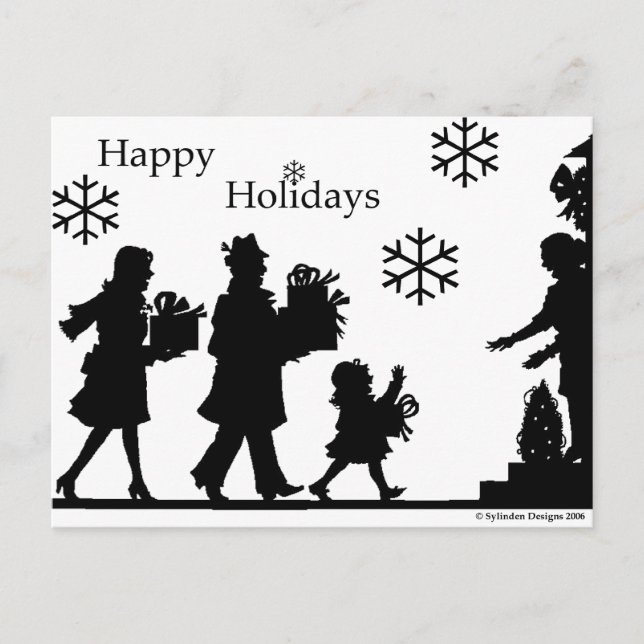 Tarjeta de correo de Snowflake de Felices Fiestas (Anverso)