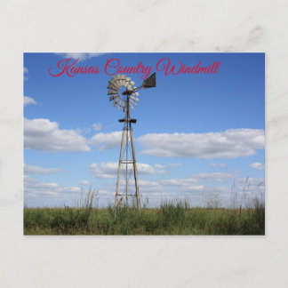 Tarjeta de correo de Windmill Country de Kansas