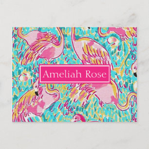 Tarjeta de correo rosa Flamingo Personalizada Giro