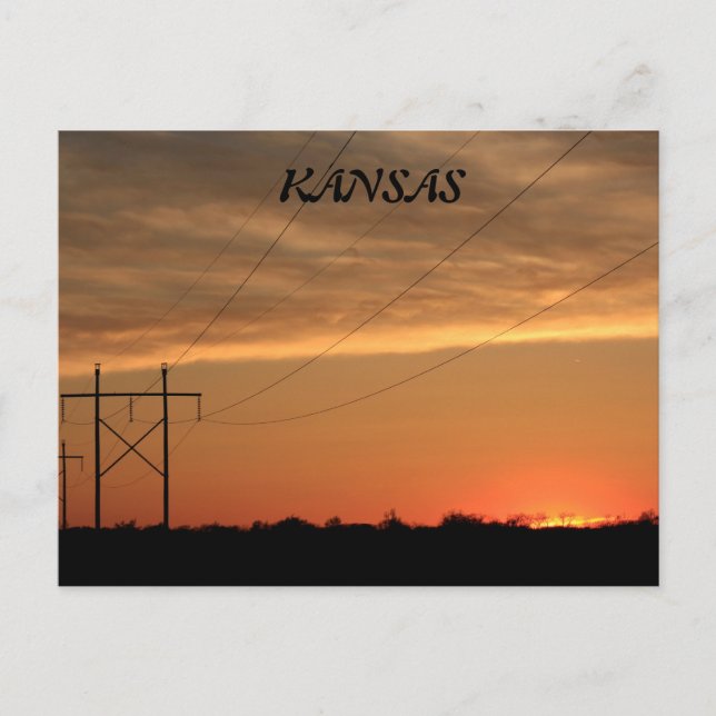 Tarjeta de correo Sunset de Kansas Power Line (Anverso)