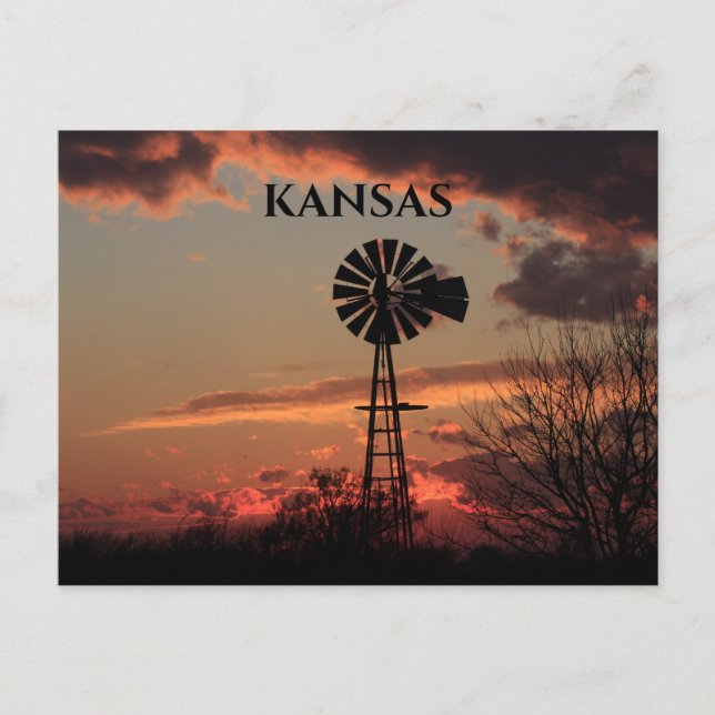 Tarjeta de correo Sunset de Silhouette Windmill Ka (Anverso)