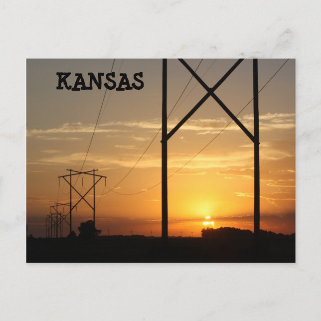 Tarjeta de correo Sunset Silhouette de Kansas Powe (Anverso)