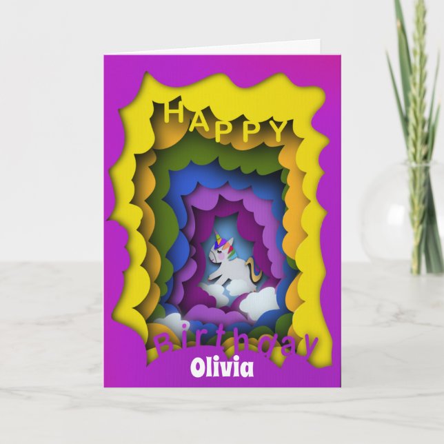 Tarjeta de corte de papel arco iris de Unicef (Anverso)