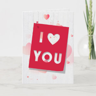 Tarjeta de corte de San Valentín en madera