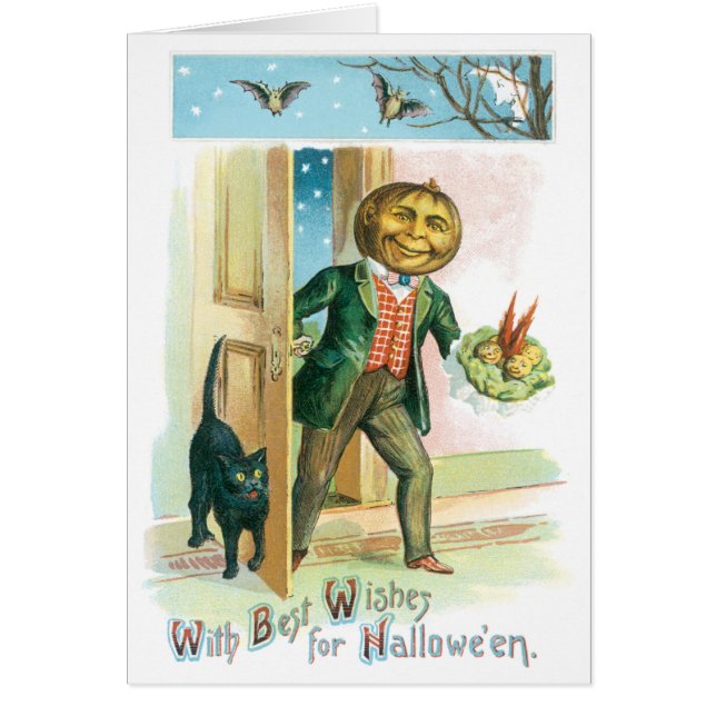 Tarjeta de cosecha romántica de calabaza (Frente)