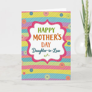 Tarjeta de coser del día de la madre rayada