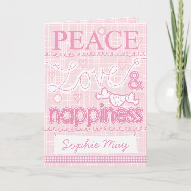 tarjeta de costura de chica de recién nacido (Anverso)