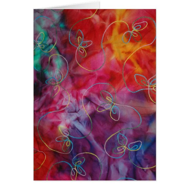 Tarjeta de costura del teñido anudado (Frente)