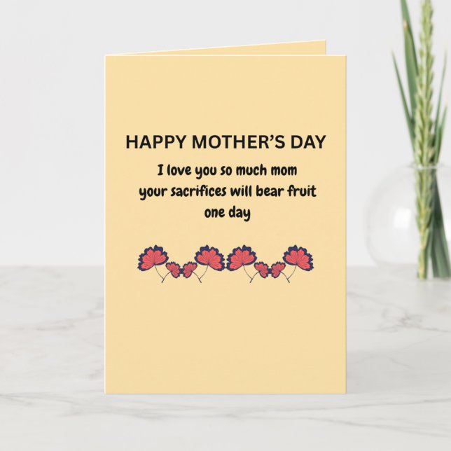 Tarjeta de Cota del Día de la Madre Sentimental (Anverso)