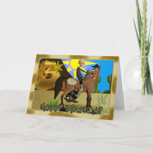 Tarjeta de Cowboy Feliz Cumpleaños (Anverso)