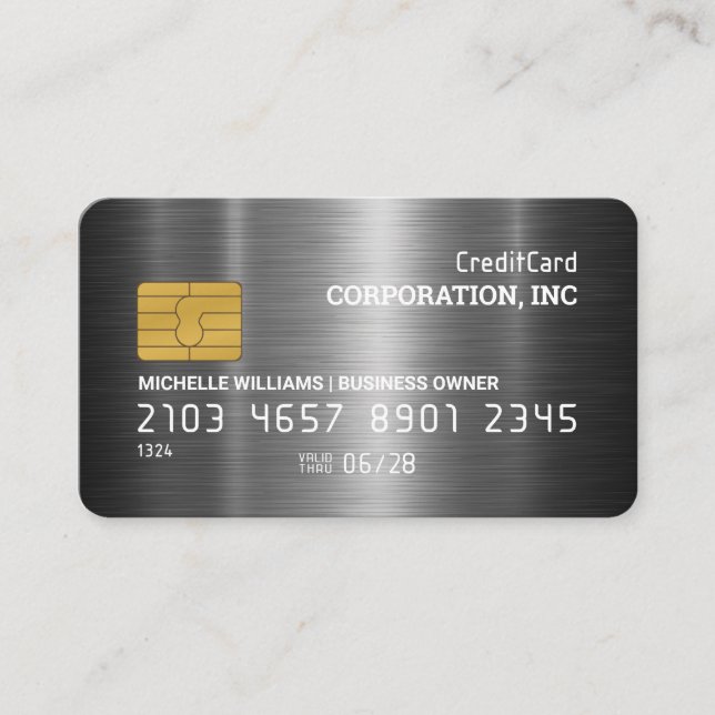Tarjeta de crédito | Cepillado metálico plateado d (Anverso)