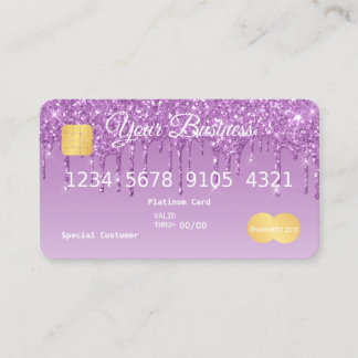 Tarjeta de crédito con aspecto de Purpurina Purple
