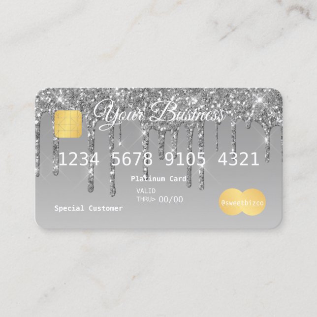 Tarjeta de crédito con aspecto de Purpurina Silver (Anverso)