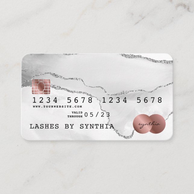 Tarjeta de crédito con estilo Agate Gris Rosa Gold (Anverso)
