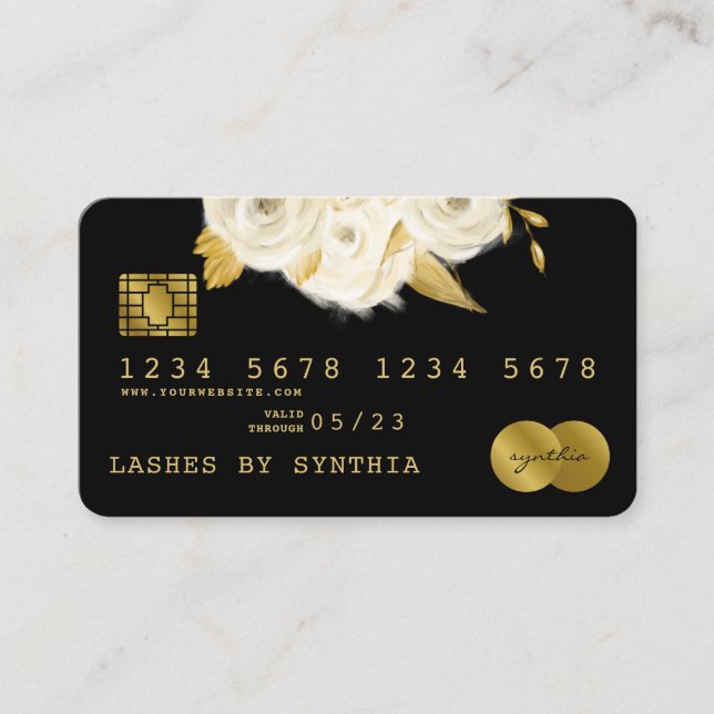 Tarjeta de crédito con estilo Black Floral Gold (Anverso)