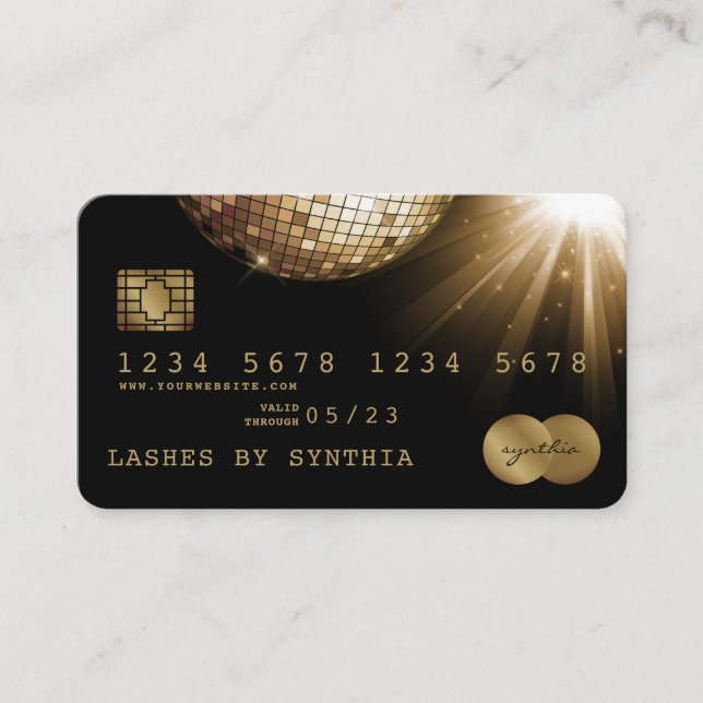 Tarjeta de crédito con estilo Black Gold Disco Bal (Anverso)