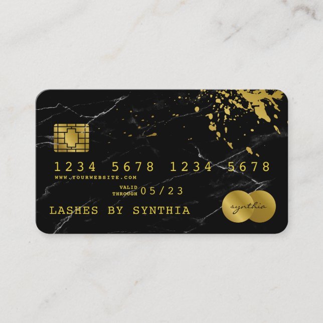 Tarjeta de crédito con estilo Black Marble Gold (Anverso)
