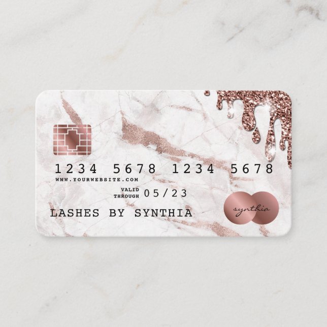 Tarjeta de crédito con estilo Dripping Gold Marble (Anverso)
