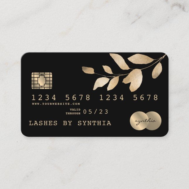 Tarjeta de crédito con estilo Greenery Gold (Anverso)