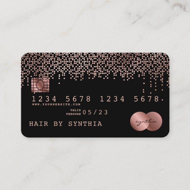 Tarjeta de crédito con estilo Rosa Gold Confetti (Anverso)
