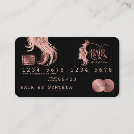 Tarjeta de crédito con estilo Rosa Gold Hair Styli