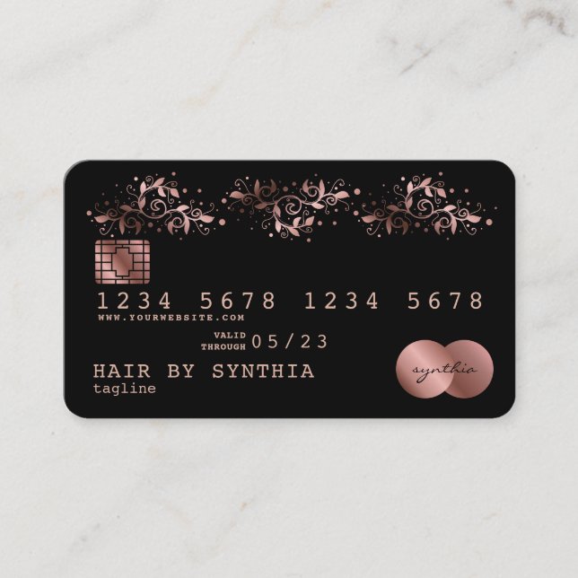 Tarjeta de crédito con estilo Rosa Ornate de Oro (Anverso)