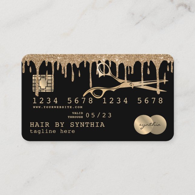 Tarjeta de crédito de belleza Hair Stylist Gold Pu (Anverso)