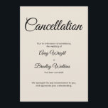 Tarjeta de crédito de Invitación de cancelación de<br><div class="desc">Aquí hay una tarjeta simple para notificar a sus invitados si es necesario anunciar que su boda ha sido cancelado. Utilice los campos de plantilla para agregar sus datos personales y hacer de este elegante y minimalista diseño su propio. El fondo crema se puede cambiar a cualquier color que prefieras....</div>