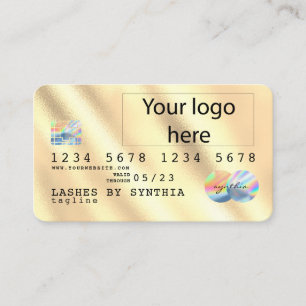 Tarjeta de crédito de Relieve metalizado dorado añ