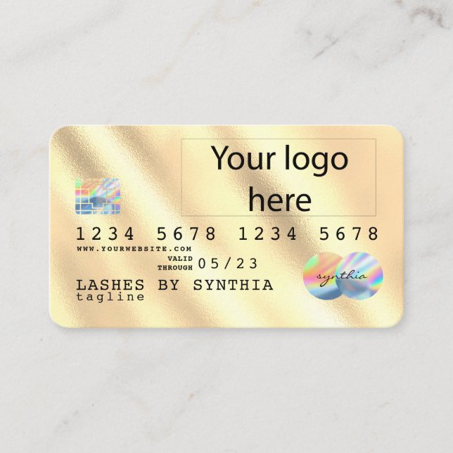 Tarjeta de crédito de Relieve metalizado dorado añ (Anverso)