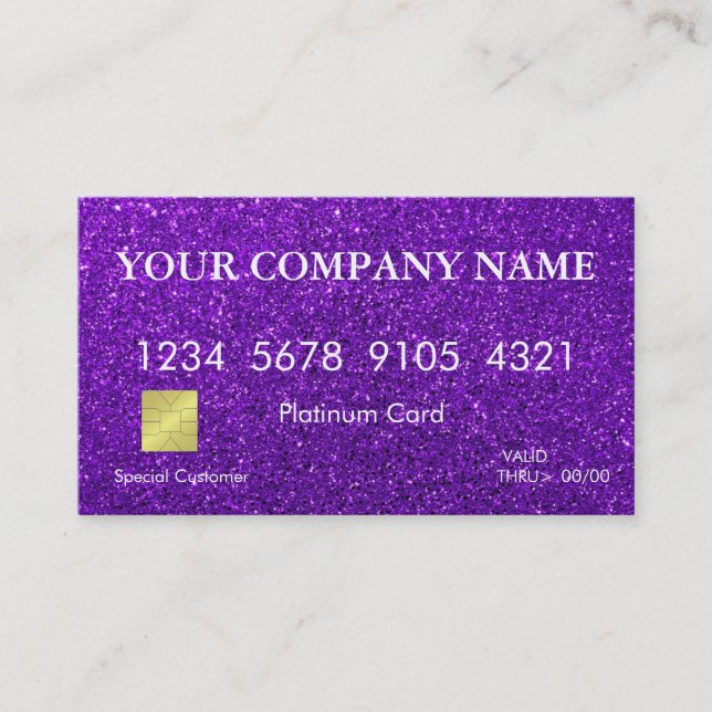 Tarjeta de crédito elegante del purpurina (Anverso)