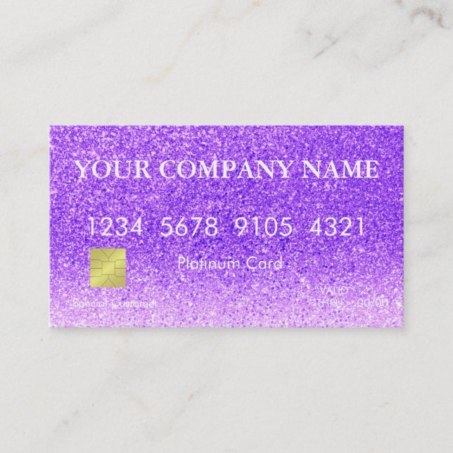 Tarjeta de crédito elegante del purpurina (Anverso)
