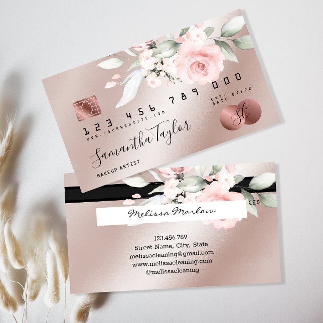 tarjeta de crédito floral oro rosa (Subido por el creador)