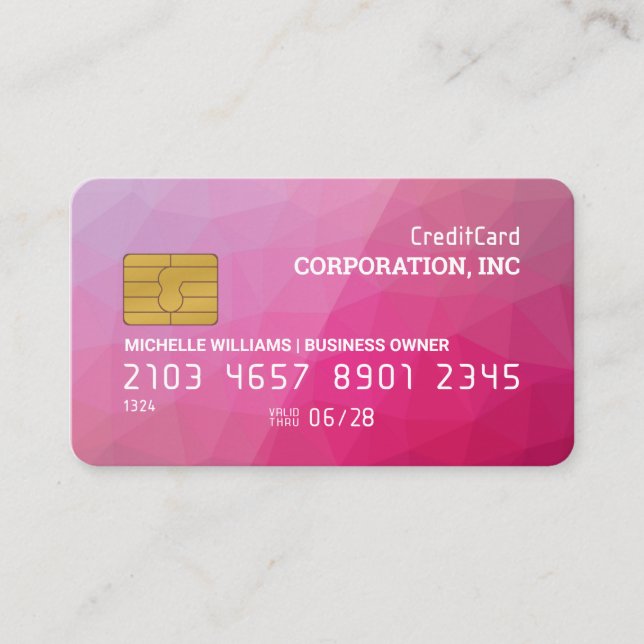 Tarjeta de crédito | Fondo geométrico magenta (Anverso)