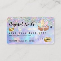 Tarjeta de crédito holográfica Opal Crystal Nail T