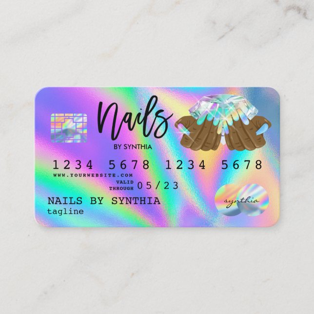 Tarjeta de crédito Holograph Nail Tech manicure (Anverso)