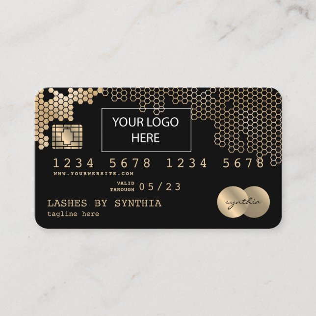 Tarjeta de crédito Logo femenino de honeycomb dora (Anverso)